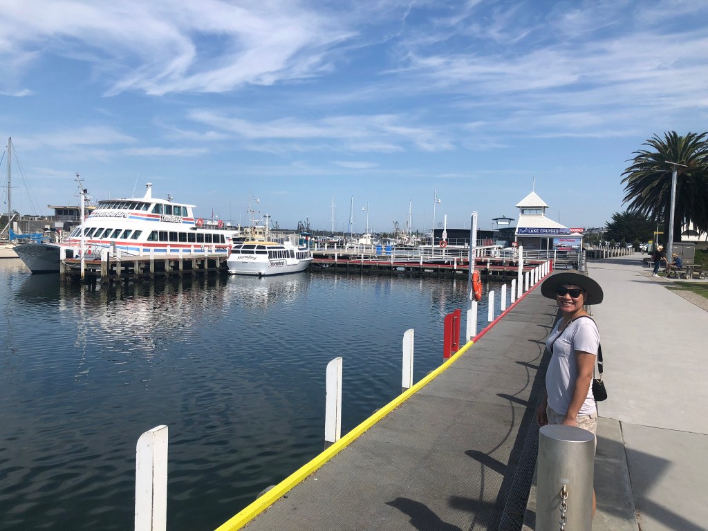 Mallie enjoying a walk along the Eplanade at Lakes Entrance
