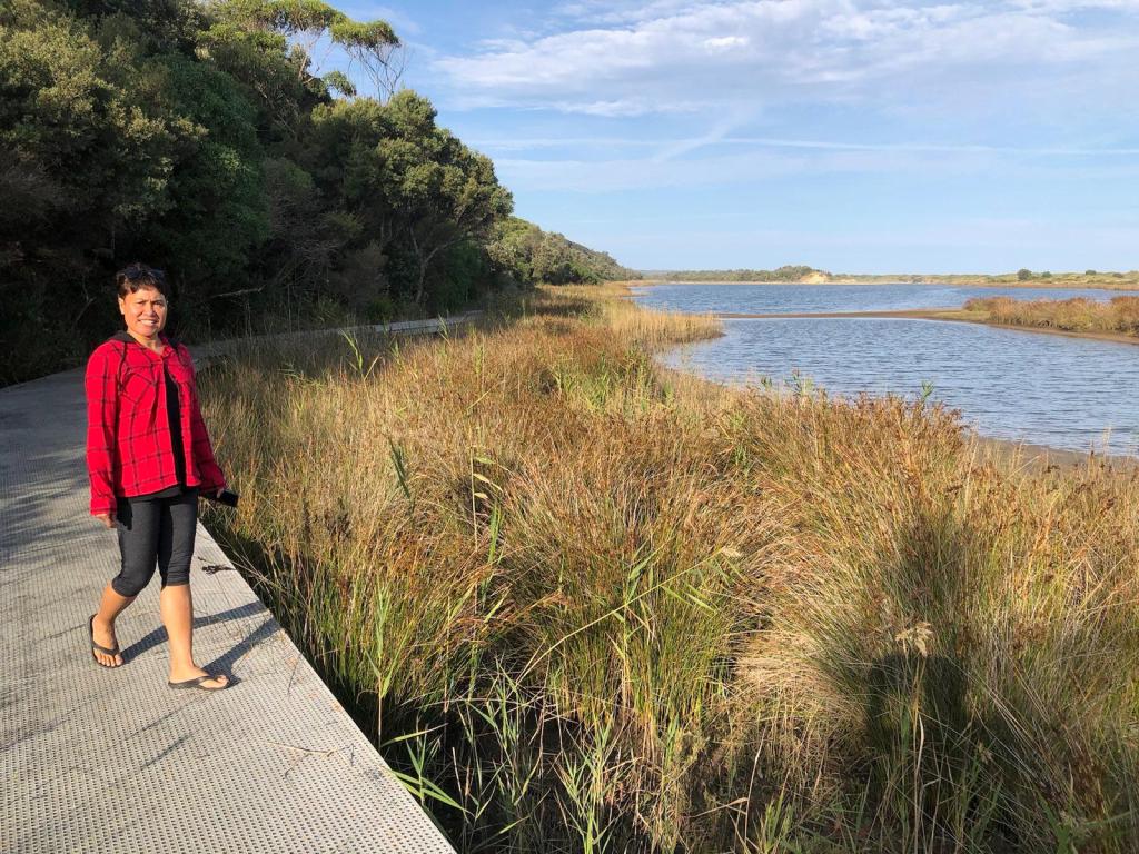 Mallie strutting the boardwalk at Marlo Snowy River Wetlalnds.