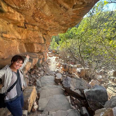 Climbing down the Grotto near Wyndham, Western Australia