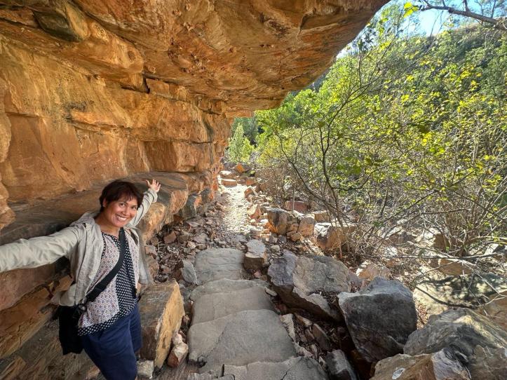 Climbing down the Grotto near Wyndham, Western Australia