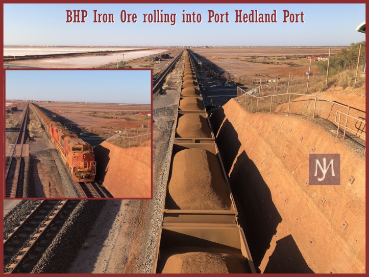BHP Iron Ore rolling into Port Hedland Port, Western Australia