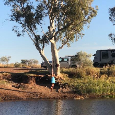 Mallie on the swing at Kialrah Pool, near Karratha, Western Australia